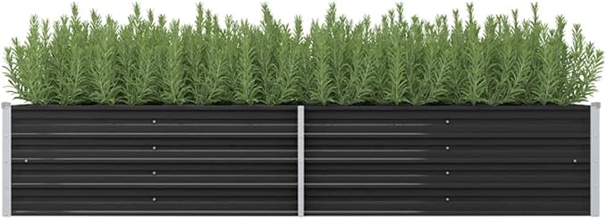 Garden Raised Bed Anthracite 94.5x31.5x17.7 Galvanized Steel