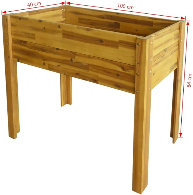 Wooden Raised Garden Raised Bed Solid Acacia Wood Planter Box Stand for Backyard Patio Balcony Elevated Garden Box for Vegetable Flower Herb
