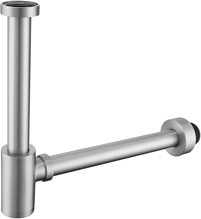 RANDOM Brass Round Bottle P-Trap 1 1/4Raise and Lengthen Adjustable Basin Sink Waste Drain Trap KitBrushed Nickel.RD-83888BN-L