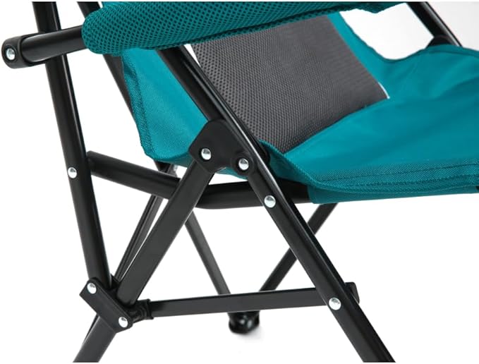 High Back Heavy Duty Lawn Chair Support 250LBS Portable Collapsible Chair with Cup Holder (Blue + Steel)