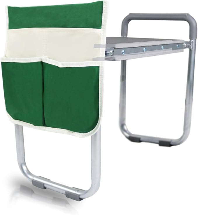 BESTHLS Garden Kneeler and Seat - Heavy Duty Folding Stool with Thick Pad Tool Pouches &amp Bag 330 lbs Capacity - Knee &amp Back Support Perfect for Seniors Women Men
