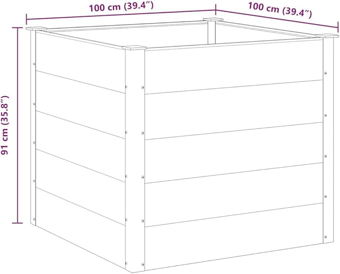 vidaXL Gray Garden Raised Bed WPC 39.4x39.4x35.8 - Durable Weather Wood-Plastic Composite Easy Assembly for DIY Gardening