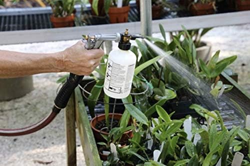 Rocky Mountain Goods Hose Sprayer - 16oz Bottle - Small 7.5 x 7.5 Size - for Spraying Fertilizer Soap Pesticide Chemical Insecticide - Dilution Adjuster - Nozzle Angle Guide for Trees/Garden