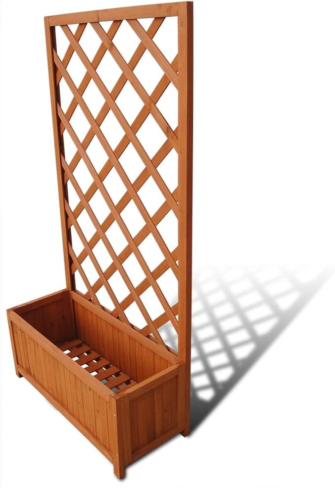Solid Wood Trellis Planter Wood Garden Planter with Trellis Raised Garden Bed with Trellis for Vine Climbing Plants Flower Vegetable 27.6x11.8x53.1 -89