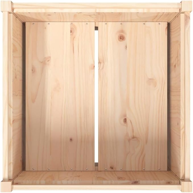 Large Rustic Square Outdoor Garden Planter Solid Pine Wood 27.6 Inch Raised Garden Bed for Outdoor Plants Balcony Patio