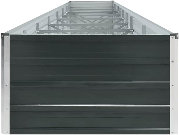 Raised Garden Bed 236.2x31.5x17.7 Anthracite Galvanized Steel Raised Bed Garden Outdoor Elevated Planter Box for Flowers Vegetables and Herbs