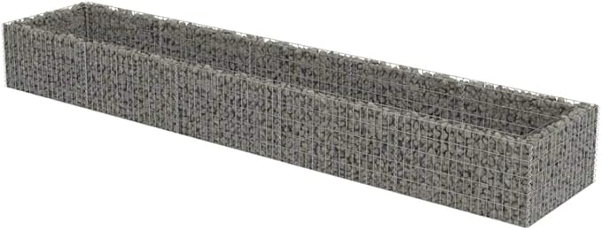 Galvanized Steel Gabion Planter Raised Bed Outdoor Garden Galvanized Steel Wire Mesh Grid Stone Wall Flower Raised Bed for Vegetables Flowers Plants 177.2x35.4x19.7