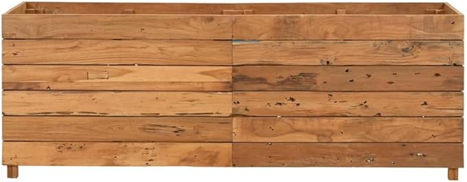 Wooden Raised Bed Planter Box for Flowers/Vegetables/Herbs in Backyard/Patio Outdoor 59.1x15.7x21.7 Recycled Teak Wood and Steel-624