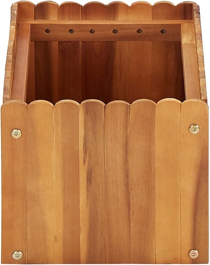 Solid Acacia Wood Raised Garden Planter Box 19.7 x 19.7 x 9.8 in Compact Rustic Flower Bed for Patio Balcony &amp Outdoor Herbs