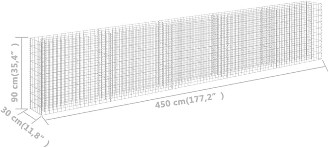 Gabion Raised Bed Galvanized SteelRaised Beds Raised Garden Boxes Planter Boxes Outdoor Outdoors for VegetablesFlowersHerbs 177.2x11.8x35.4