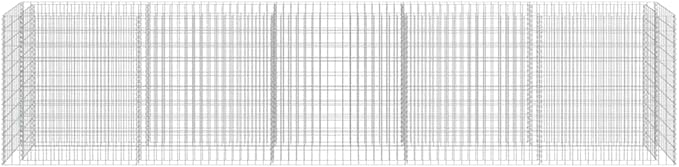 Gabion Raised Bed Silver Galvanized Steel 177.2x19.7x39.4 in Rectangular Planter for Outdoor Plants Durable Garden Bed