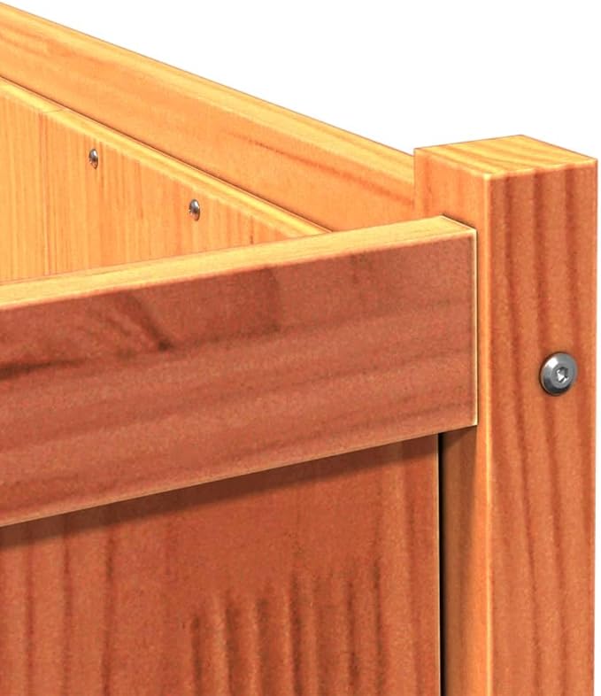 Garden Planter Wax Brown Solid Pine Wood 27.6 in Square Planters for Outdoor Plants Raised Garden Bed for Patio Balcony Deck