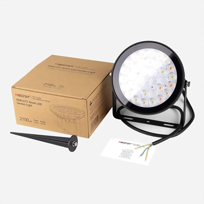 LGIDTECH FUTC05 25W RGB+CCT Outdoor LED Landscape Garden Spotlight AC100-240V Million Colors ChangingColor Temperature AdjustableMemory Function.RemoteWall PanelHub is Sold Separately