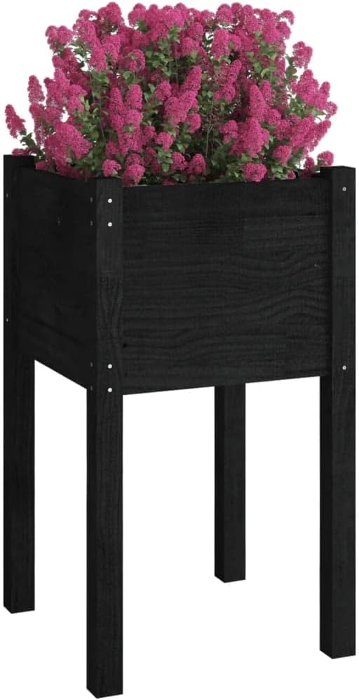 Garden Planter Gardening Box Planter Boxes Horse Trough planters Raised Flower Bed Suitable for Orchard Corridor Nursery Courtyard Black 15.7x15.7x27.6 Solid Wood Pine