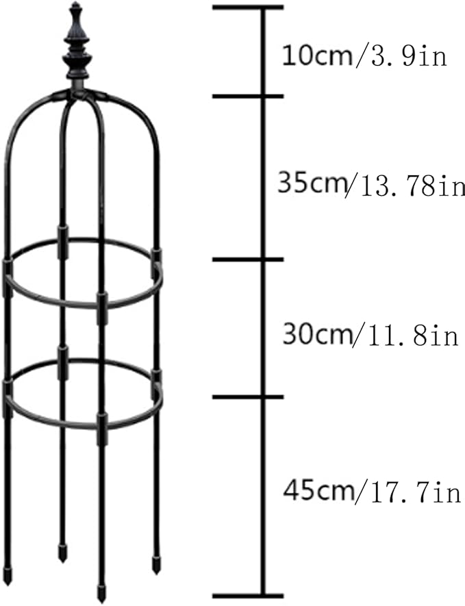 Garden Obelisk Trellis for Climbing Plants 2FT/3FT/4FT/5FT Rose Bush Round Trellis for Pots Rustproof Metal Plant Flower Trellises Thickened Tube Plant Tower Trellis for Clematis Vine Support Outdoor