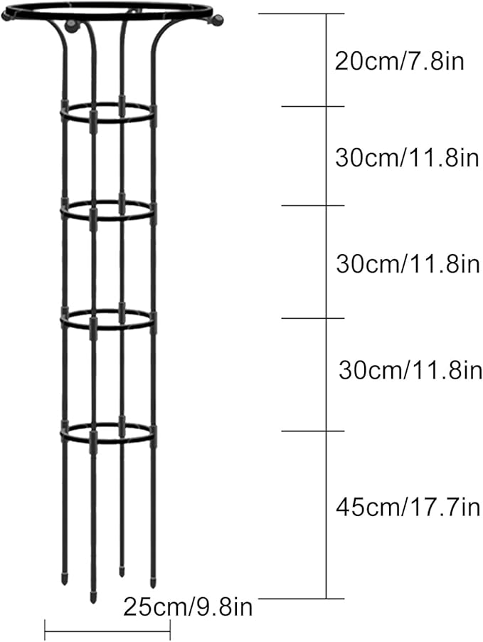 Metal Umbrella Trellis Decorative Vertical Garden Obelisk Trellis with PE Coated Black Lightweight Plant Tower Umbrella Shaped Ventilated Plant Trellis for Climbing Vine(Black 61 x 9.8IN)