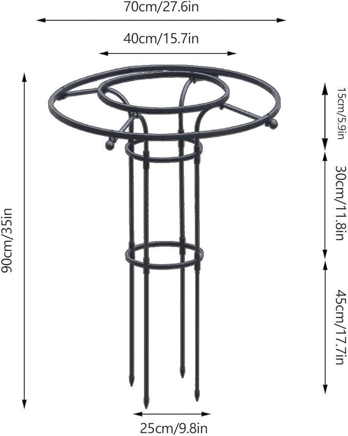 Obelisk Trellis Metal Umbrella Trellis Tower Frame Garden Trellis for Climbing and Potted Plants Outdoor Indoor(90cm) Black