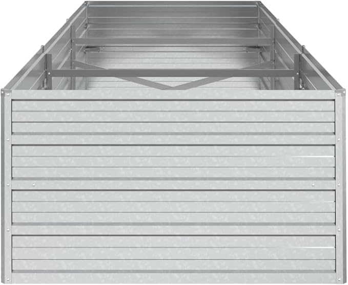 Galvanized Steel Garden Raised Bed Large Outdoor Planter Box with Open Bottom Metal Raised Planter Bed for Vegetables Flowers 94.5x31.5x17.7 Silver-242