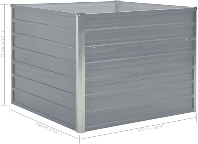 YAFF Raised Garden Bed 39.4x39.4x30.3 Galvanized Steel Gray (19.58lbs)