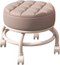 Low Rolling Stool with Wheels Foot Stools with Universal Swivel Caster Wheels Leather Small Stools for Garage Gardening(Orange One Size) (Off White)