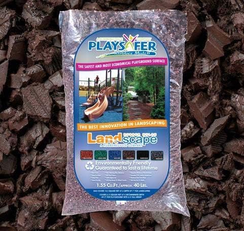 Playsafer Rubber Mulch Nuggets Protective Flooring for Playgrounds Swing-Sets Play Areas and Landscaping (40 LBS - 1.55 CU. FT. Brown)