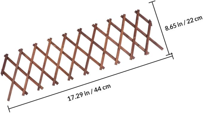 Kisangel Expandable Carbonized Wood Garden Trellis Plant Support 0.9cm Thick 44x22cm Wooden Vine Climbing Frame for Outdoor Patio and Garden