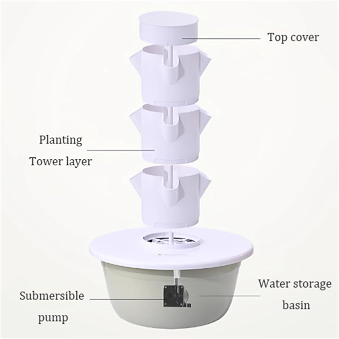 Hydroponics Tower Indoor Growing System Vertical Hydroponic Vegetable Growing Machine with Pump And Movable Water Tank Garden Planter Indoor Smart Garden Kitfor Both Indoor And Outdoor36 holes