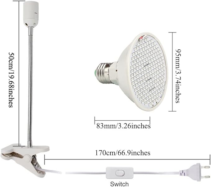 Dual Head LED Grow Light 20W Desk Clip Lamp Dual Head with Clamp and 360 Degree Flexible Gooseneck Suitable for Indoor Plants Growth