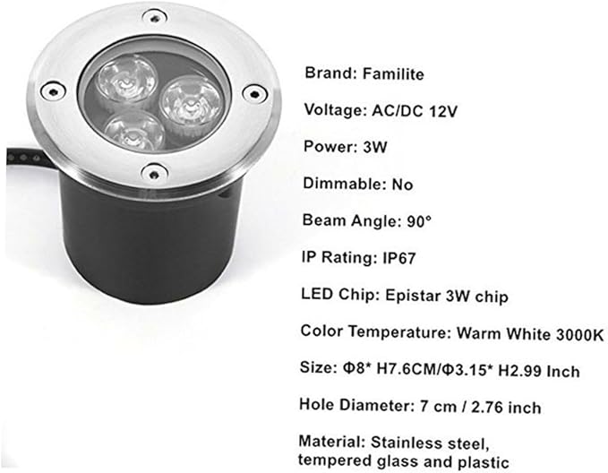 Angoily 2pcs Led Lights Warm White Landscape Lamp for Outdoor Use Easy Installation Suitable for All Weather Conditions for Gardens and Pathways