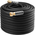 Heavy Duty Premium Garden Hose 150ft x 5/8 300PSI Working 1000PSI Burst Hybrid Rubber Water Hose with Transparent Swivel Handle - Hot/Cold Water - Five Layered Braiding with Brass fittings (Black)