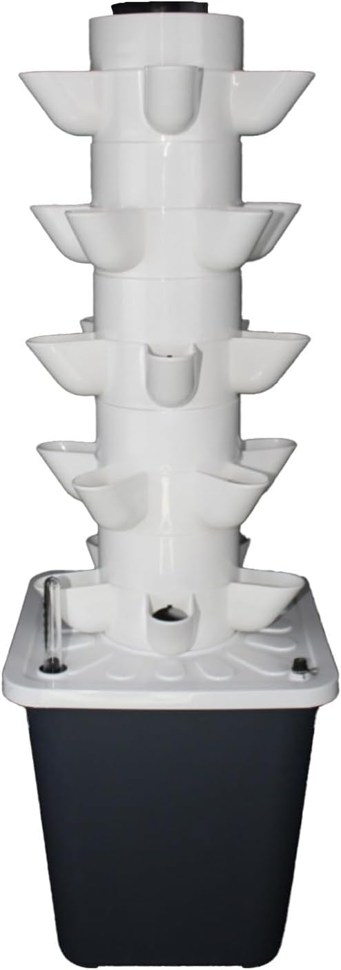 Aeroponics Kit Hydroponic Tower Garden Hydroponic Tower 30 Planting Chambers Suitable for Herbs and Fruits Includes Water Pump/Adapter/Net Basin 5layers25holes