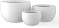 Kante 19.915.711.8 Dia Round Concrete Planter Set of 3 Outdoor/Indoor Large Bowl Plant Pots with Drainage Hole and Rubber Plug for Garden Patio Balcony Home Pure White