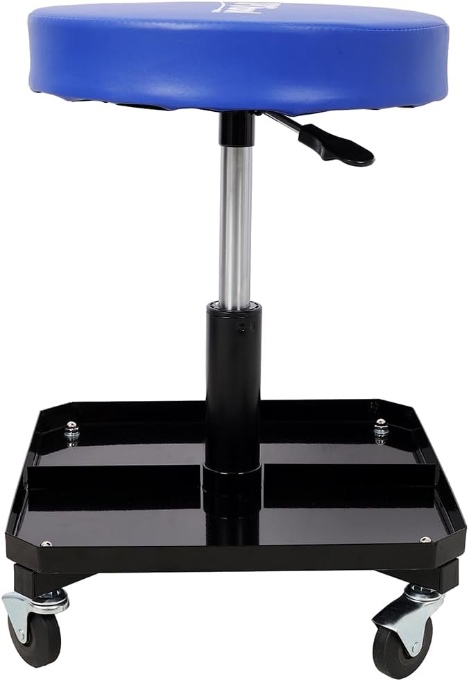 250 LBS Rolling Pneumatic Creeper Garage Adjustable Mechanic Stool with Tool Tray Storage