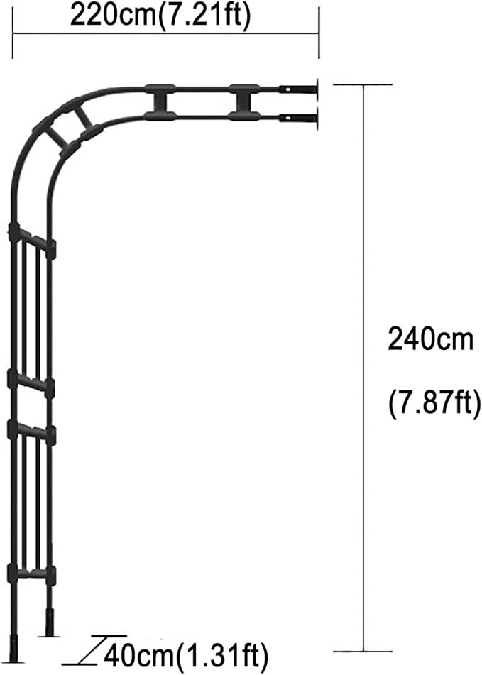 Garden Arch Arbor Trellis for Climbing Plants Outdoor Half Sided Arch Against The Wall Garden Arch Trellis Garden Trellises for Patio Lawn Backyard Black 1.96/2.95/3.93/4.92/5.9/7.21/7.87ft(220CM(