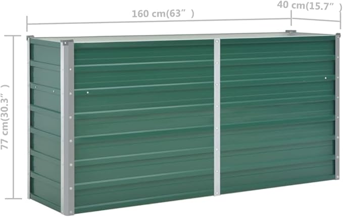 Cultivation RoomPatio Garden Home DecorVegetable planters for Porch PatioDurable and Long-LastingGarden Raised Bed Galvanized Steel 63x15.7x31.3 Green