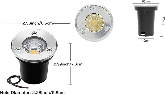 4PCS 3W Ground LED Landscape Lights - 12V Low Outdoor Buried Lights IP67 Waterproof COB Recessed LED Spot Lamp for Patios Lawns Driveways DeckWhite-3W