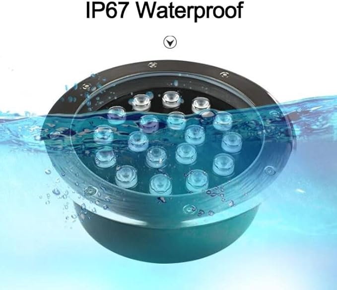 LED Landscape Lights - Outdoor Buried Waterproof Spotlights AC 85-265V Recessed Ground Lamp Easy to Install (Green 18W Blue 6W)