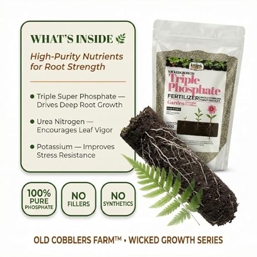 Old Cobblers Farm™ Wicked Growth Triple Phosphate Fertilizer - for Strong Roots and Vibrant Growth (5 lbs | 10 lbs | 15 lbs | 20 lbs) (15lbs)