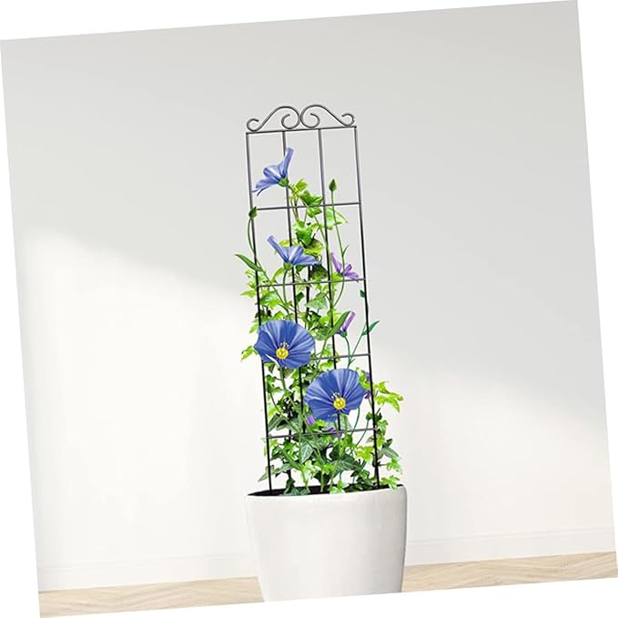 DOITOOL 4pcs Metal Garden Trellis Plant Support Frame Climbing Plant Stand for Potted Flowers Vines 50x15cm Black for Home and Outdoor Garden Use