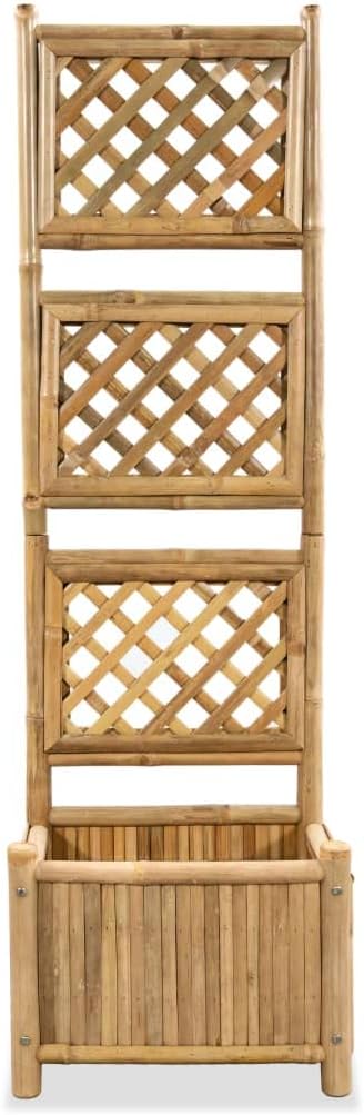 Natural Bamboo Garden Raised Bed with Trellis Outdoor Planter Trellis Box for Climbing Plants 15.7 x 11.8 x 53.1-189