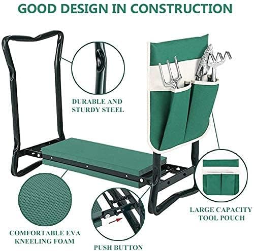 BESTHLS Garden Kneeler and Seat - Heavy Duty Folding Stool with Thick Pad Tool Pouch 330 lbs Capacity - Knee &amp Back Support Perfect for Seniors Women Men