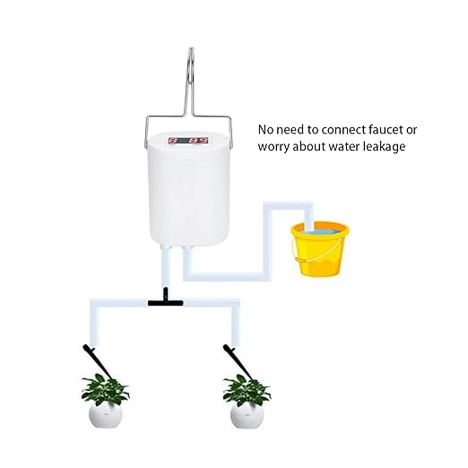 Intelligent Charging Potted Plant Timing Watering Kit Automatic Drip Irrigation System Watering Controller with 4 Outlet Dripper for Indoor Outdoor Plants Rechargeable