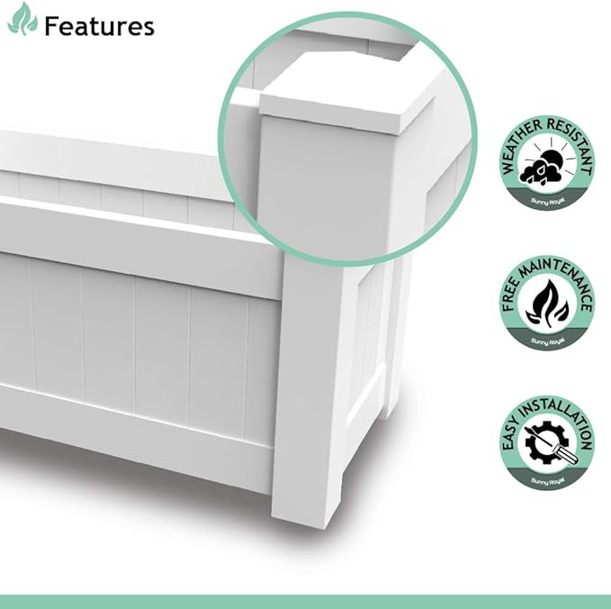 SunnyRoyal 43 X 20 X 20 Garden Box Kit Vinyl Planter Raised Box Raised Bed Plastic Gardening Storage for Indoor/Outdoor Growing Vegetable 2Packs