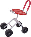 Garden Stool with 4 WheelsRolling Work Seat Adjustable Height 36-48cmwith Foldable Backrest for Lawn Yard Patio Outdoor(Red)