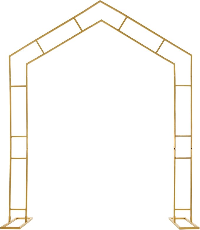 Arch Backdrop Stand A-Shape Wedding Arch Outdoor Flower Garden Trellis Wedding Arch Frame for Garden Decorations Outdoor Party Decorations 6.56 * 7.87FT (Gold)