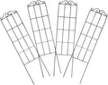 4pcs Metal Garden Trellis Plant Holder for Climbing Plants Indoor Outdoor 50x15cm Black Frame for Flower Pots and Vines