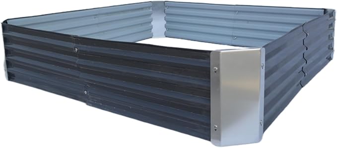4ft x 4ft Galvanized Raised Garden Bed Horticultural Planting Box Metal Planter Boxes Outdoor Suitable for Plants Flowers Vegetables Herbs Fruits Dark Grey