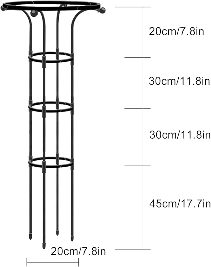 Metal Umbrella Trellis Decorative Vertical Garden Obelisk Trellis with PE Coated Black Lightweight Plant Tower Umbrella Shaped Ventilated Plant Trellis for Climbing Vine(Black 49 X 7.8IN)