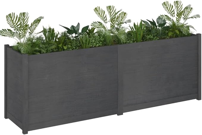 Wooden Garden Planter Box Raised Garden Bed Indoor Outdoor Planter Outdoor Wood Raised Garden Bed for Vegetables Flowers Herbs Gray 78.7x19.7x27.6 Solid Wood Pine-279