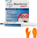 MaxForce Impact Roach Gel Bait - 4 Tubes with USA Supply Gloves &amp Pest Identification Card - Target German American Oriental Brown and Smoky Brown Cockroaches with Confidence.